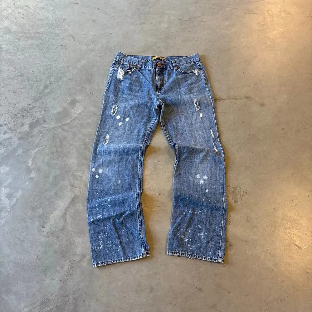 y2k vintage faded painted bootcut flared jeans